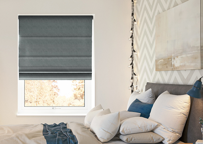Classic Herringbone (Blackout), Grey - Twist&Fit Roman Blind - Image 3